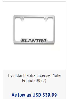 Hyundai Elantra License Plate Frame