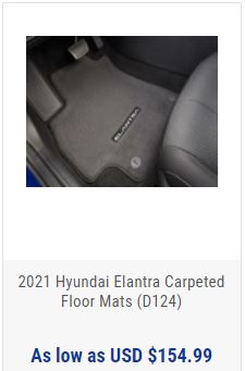 2021 Hyundai Elantra Carpeted Floor Mats