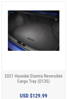 2021 Hyundai Elantra Reversible Cargo Tray