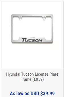 Hyundai Tucson license Plate Frame