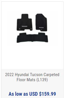 2022 Hyundai Tucson Carpeted Floor Mats